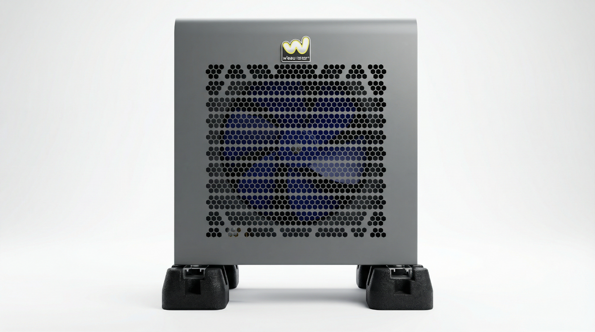 W'eau Trillingsdempers voor mini warmtepompen - gemonteerd onder een mini warmtepomp