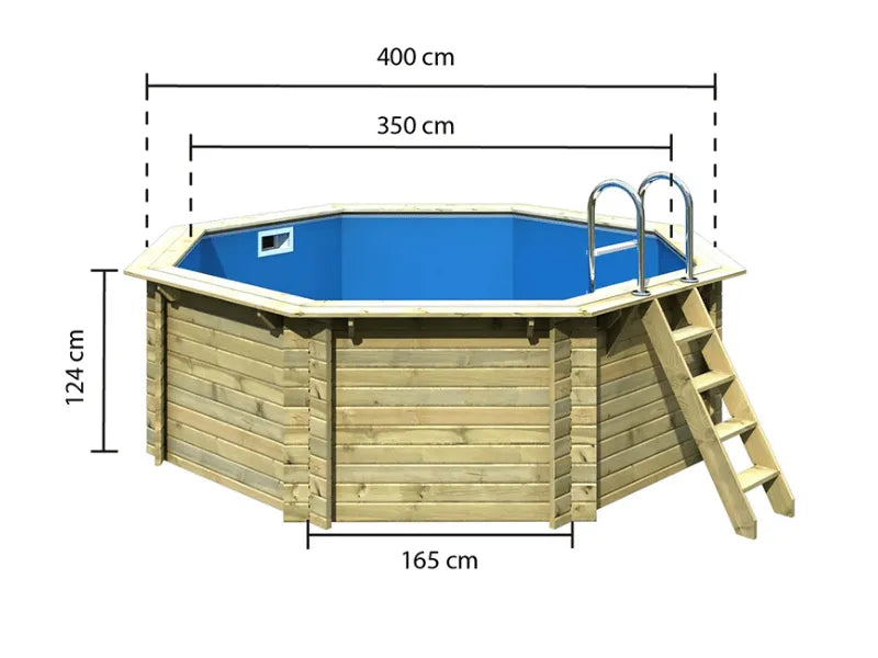 Houten zwembad Karibu 1A - 400cm rond x 124 cm diep