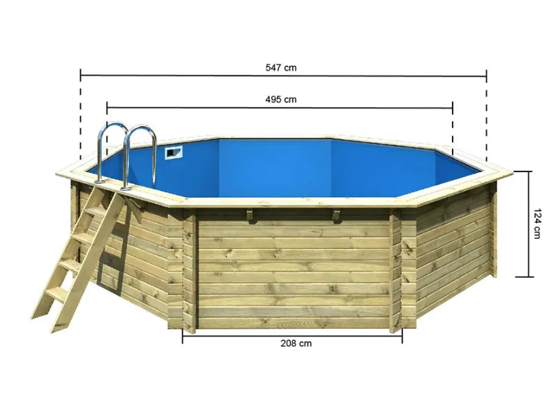 Houten zwembad Karibu 3A - 547cm rond x 124 cm diep