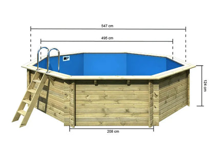 Houten zwembad Karibu 3A - 547cm rond x 124 cm diep