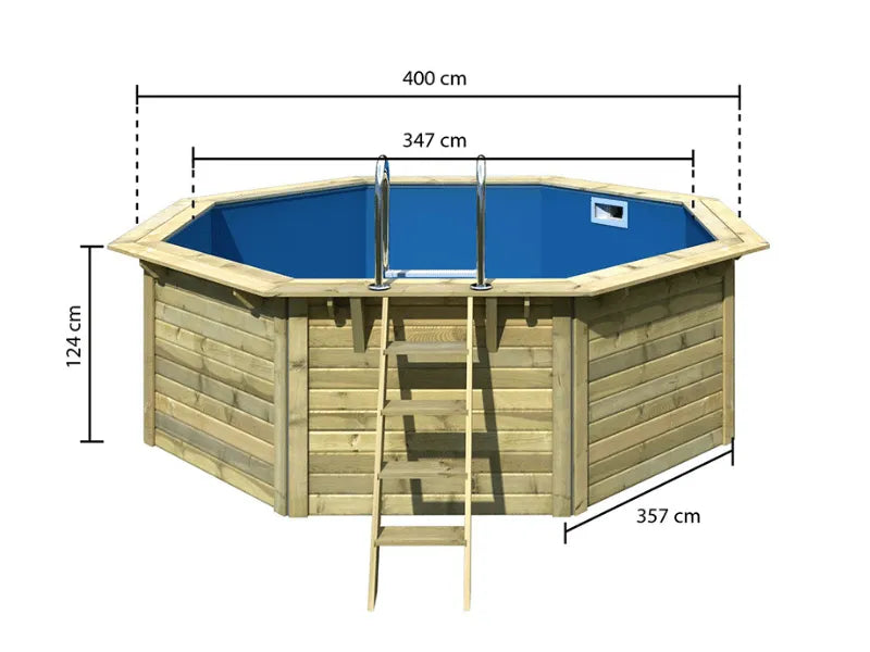 Houten zwembad Karibu X1 - 400cm rond x 124 cm diep