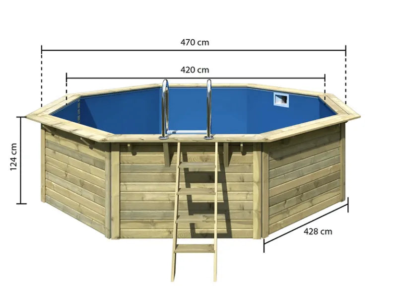Houten zwembad Karibu X2 - 470cm rond x 124 cm diep