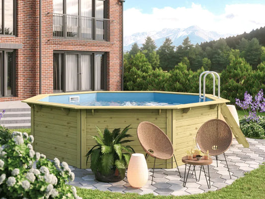 Houten zwembad Karibu X2 - 470cm rond x 124 cm diep
