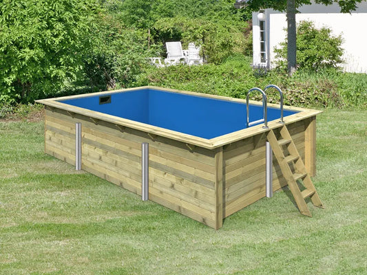 Houten zwembad Karibu maat 3 - 530 x 350 cm rechthoek x 124 cm diep