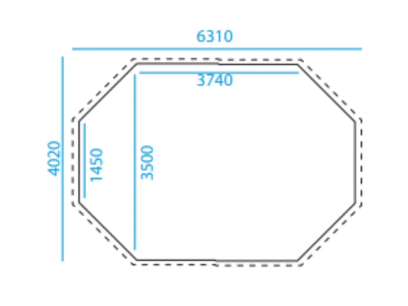 Interline Java Ovaal 640 x 400 x 136 cm - inclusief pakket