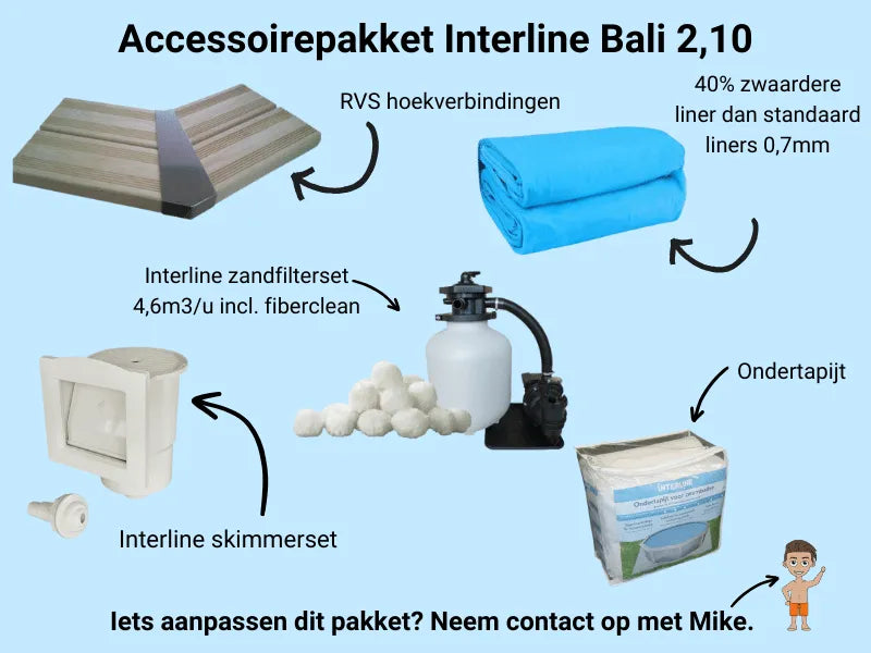 Interline Zwembad Bali 210 x 210 x 78 cm - inclusief pakket
