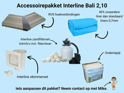 Interline Zwembad Bali 210 x 210 x 78 cm - inclusief pakket