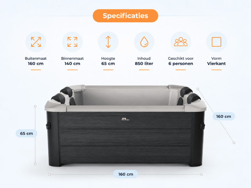 Mspa Oslo Frame Aero spa Plus 6 personen - specificaties en afmetingen