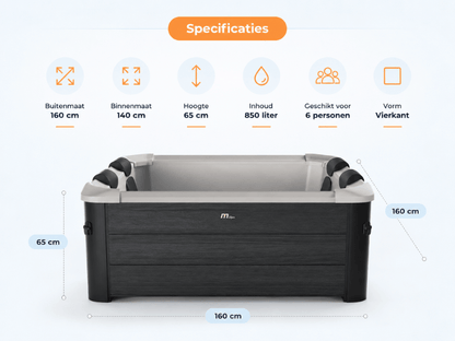 Mspa Oslo Frame Aero spa Plus 6 personen - specificaties en afmetingen